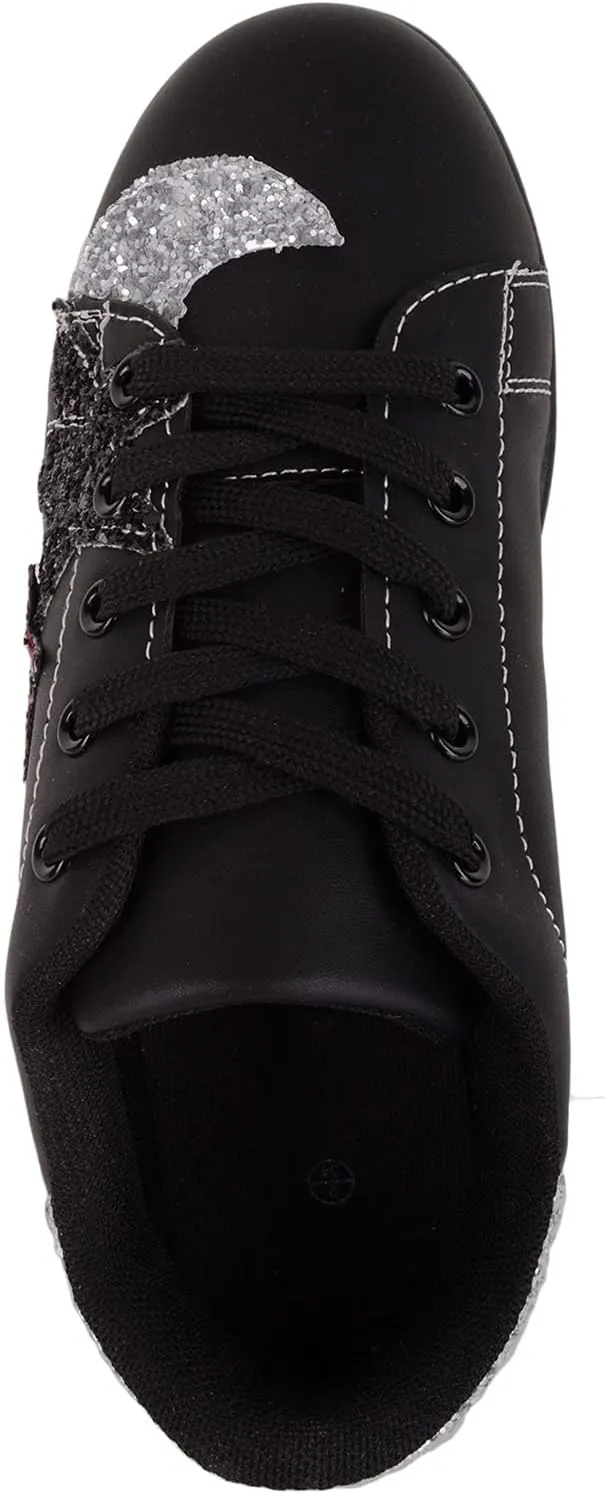 ABSOLUTE FOOTWEAR Childrens Kids Slip On Lace Up Sparkly Glitter Running Walking Sports Leisure Trainers Sneakers