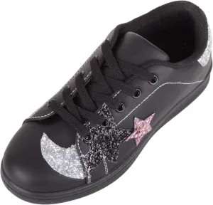 ABSOLUTE FOOTWEAR Childrens Kids Slip On Lace Up Sparkly Glitter Running Walking Sports Leisure Trainers Sneakers