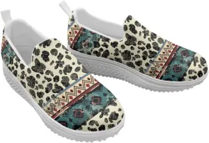 Aztec Tribal Women Fashion Loafers Stylish Slip On Shoes Vintage Dressy Sneaker Walking Slip Resistance