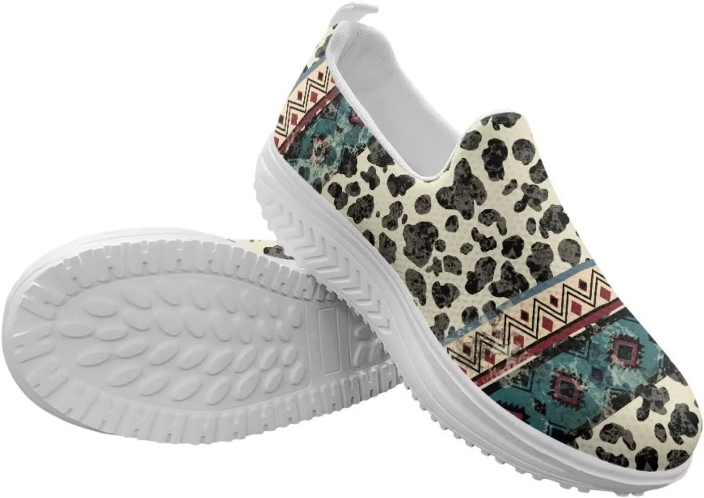 Aztec Tribal Women Fashion Loafers Stylish Slip On Shoes Vintage Dressy Sneaker Walking Slip Resistance