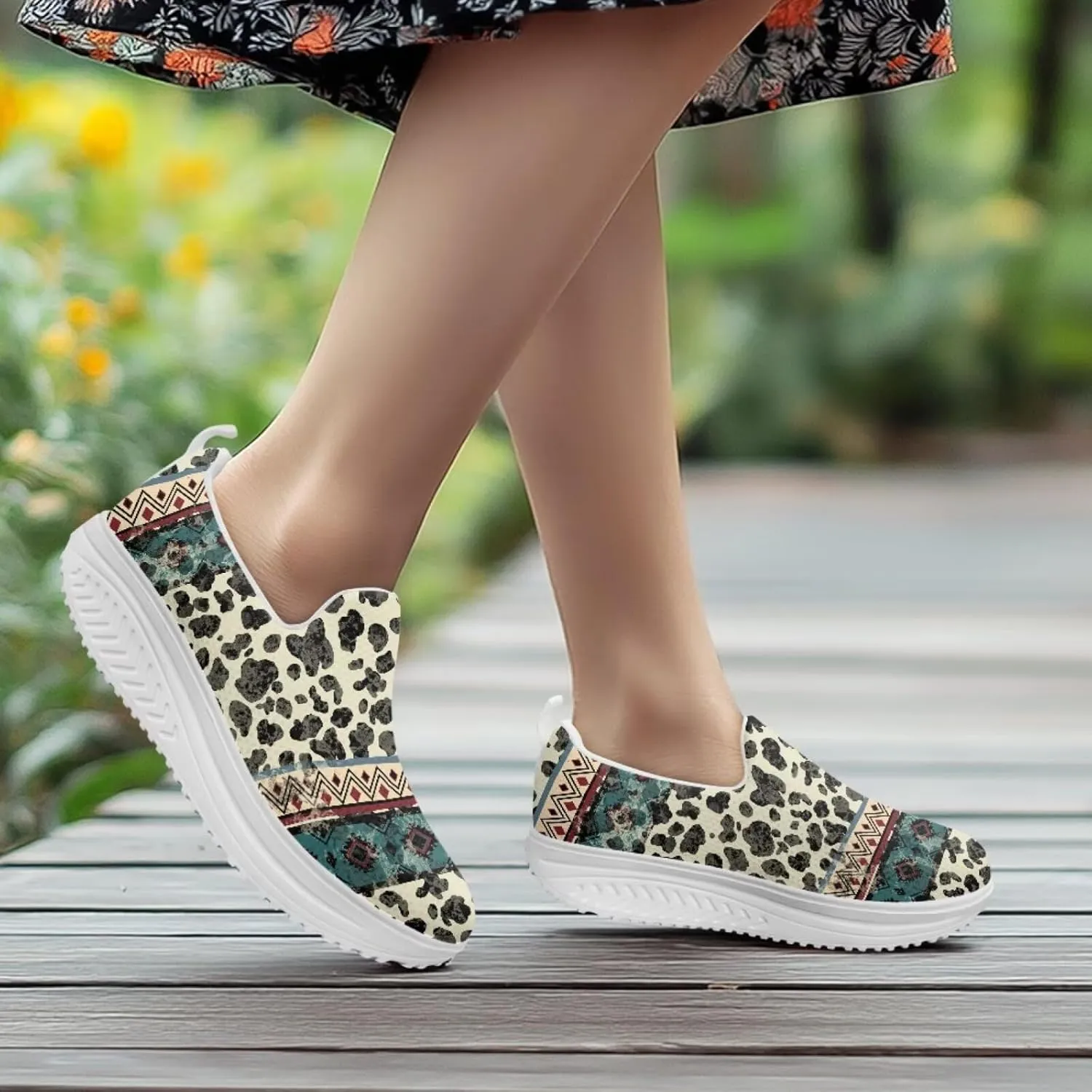 Aztec Tribal Women Fashion Loafers Stylish Slip On Shoes Vintage Dressy Sneaker Walking Slip Resistance