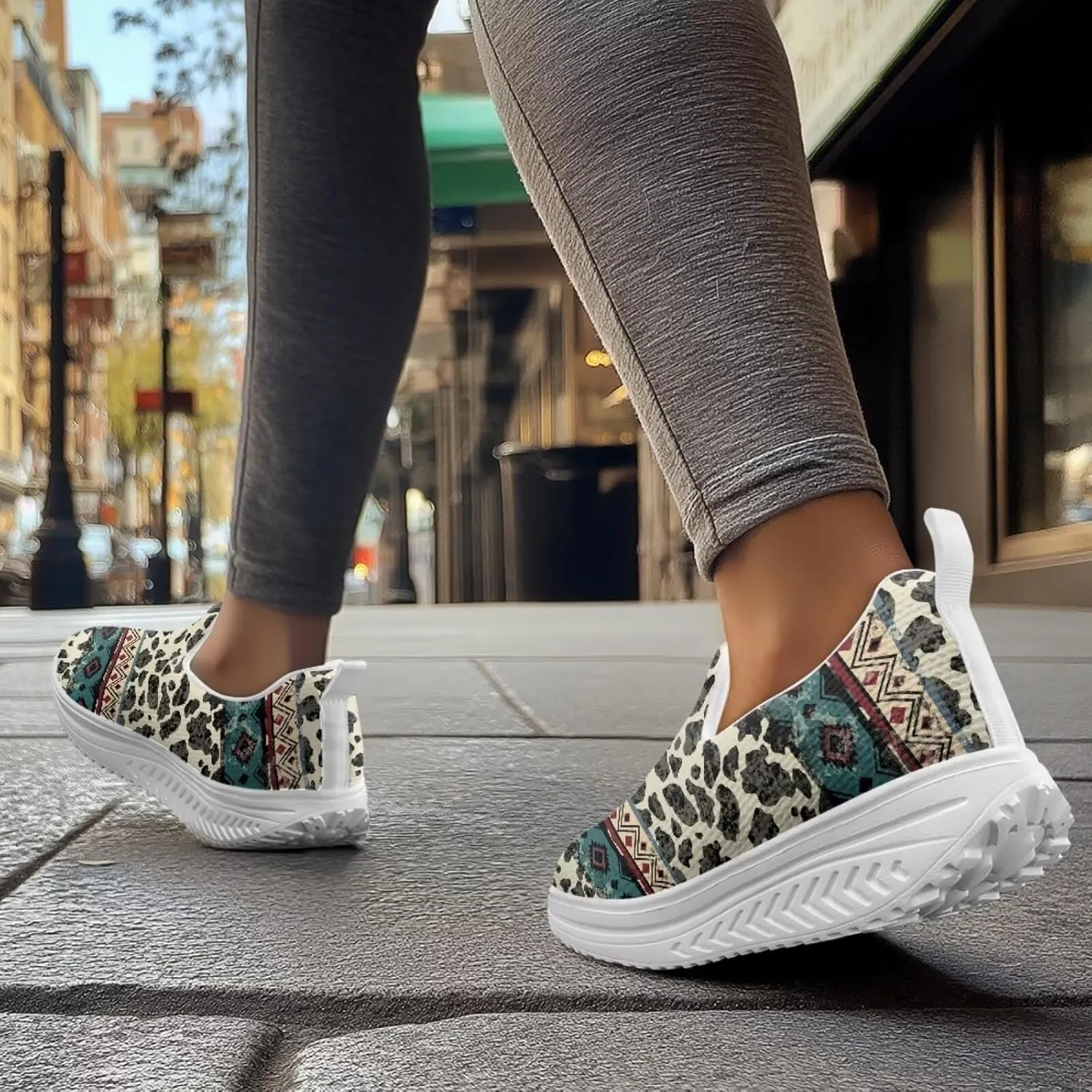 Aztec Tribal Women Fashion Loafers Stylish Slip On Shoes Vintage Dressy Sneaker Walking Slip Resistance
