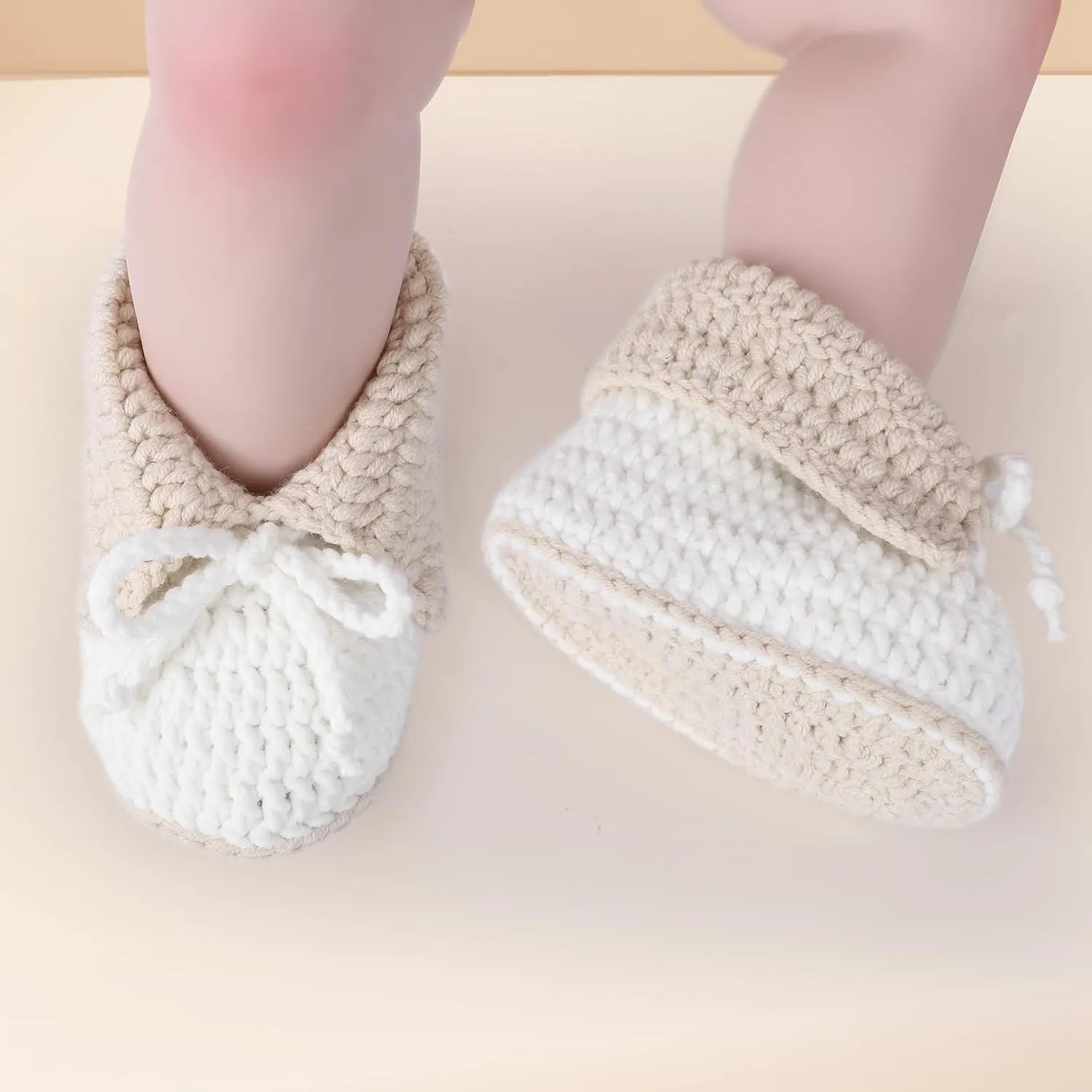 Baby Booties Newborn Hand Crochet Infant Shoes Warm Soft Cozy Knit Boots for Boy Girl