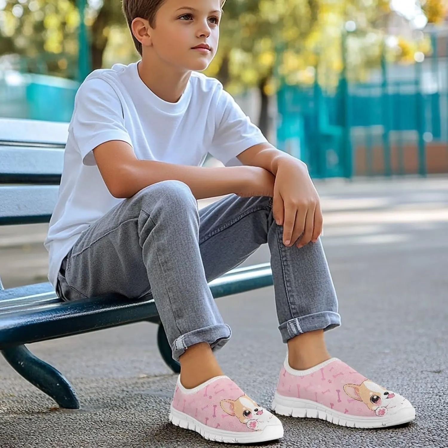 Big Kids Girls Slip on Shoes Size 11.5-4 for Casual Gym Low Top Design