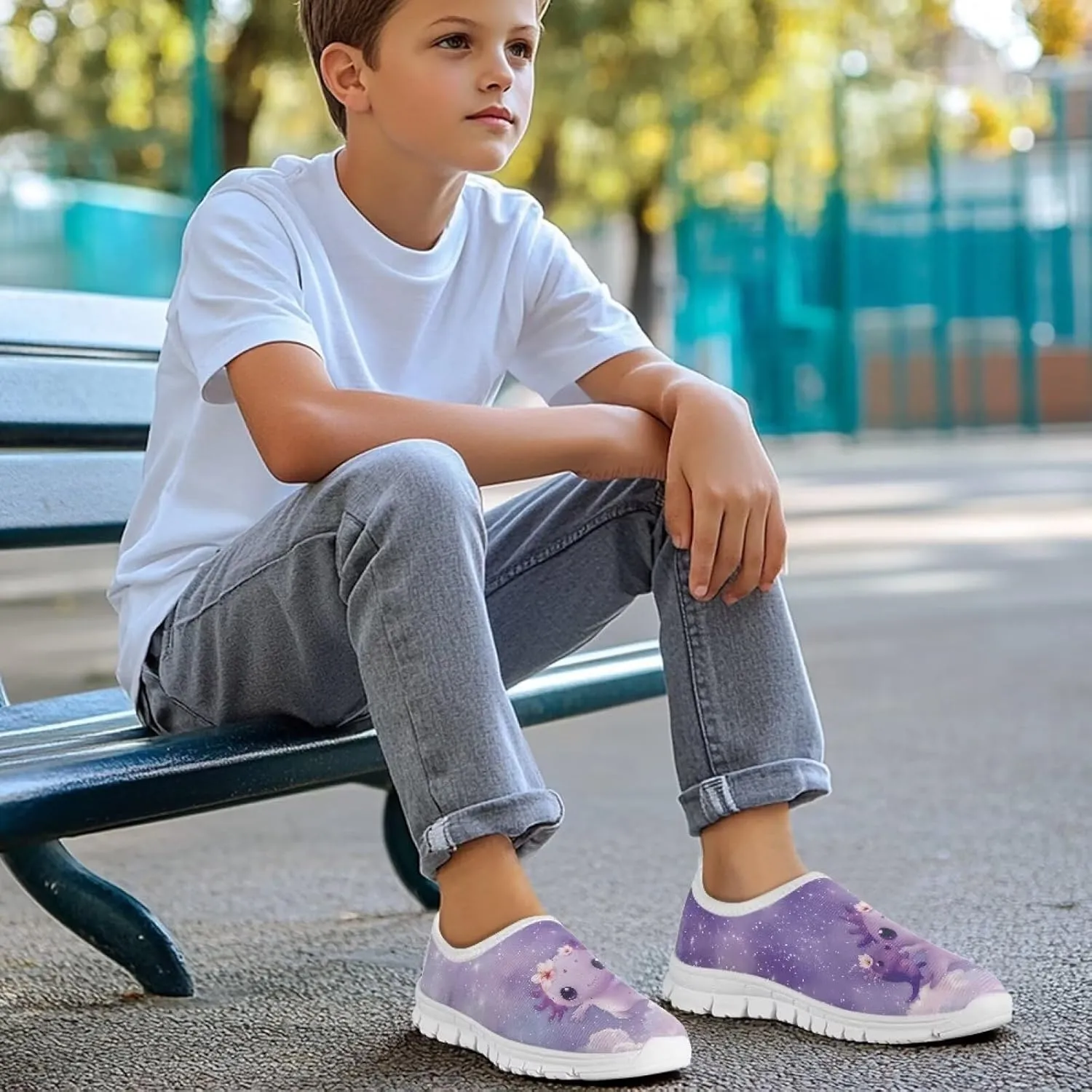 Big Kids Girls Slip on Shoes Size 11.5-4 for Casual Gym Low Top Design