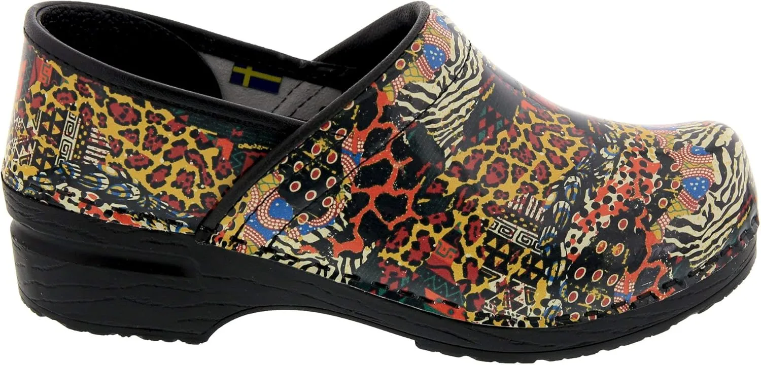 BJORK Swedish Comfort Women's Professional Printed Leather Clogs