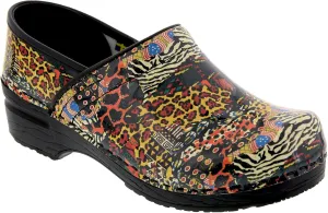 BJORK Swedish Comfort Women's Professional Printed Leather Clogs