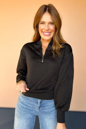 Black Quilted Half Zip Pullover *FINAL SALE*