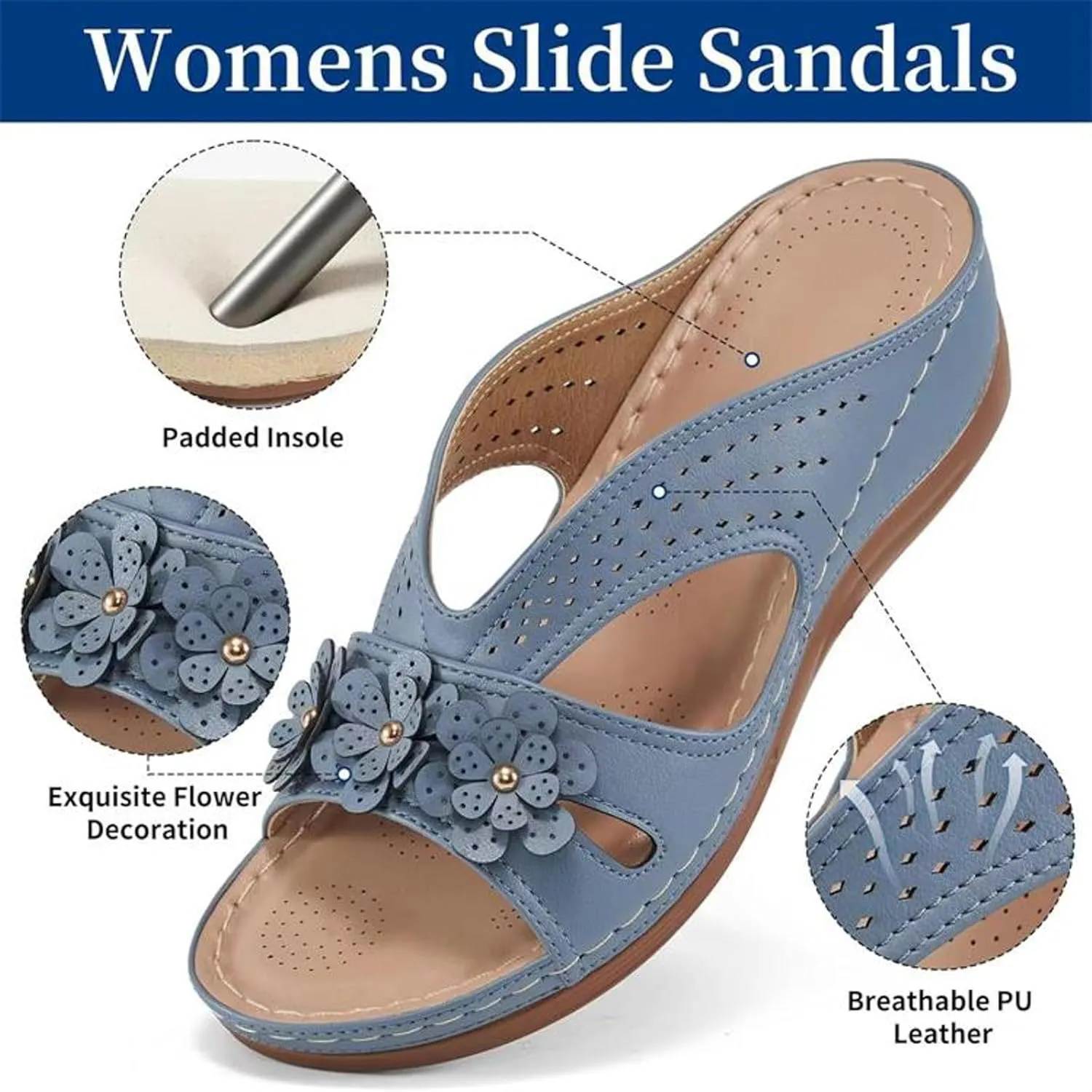 Bohemian Sandals for Women Wedge Shoes 2025 Arch Support Open Toe Fish Mouth Mesh Breathable Slides Lightweight Platform Shoe