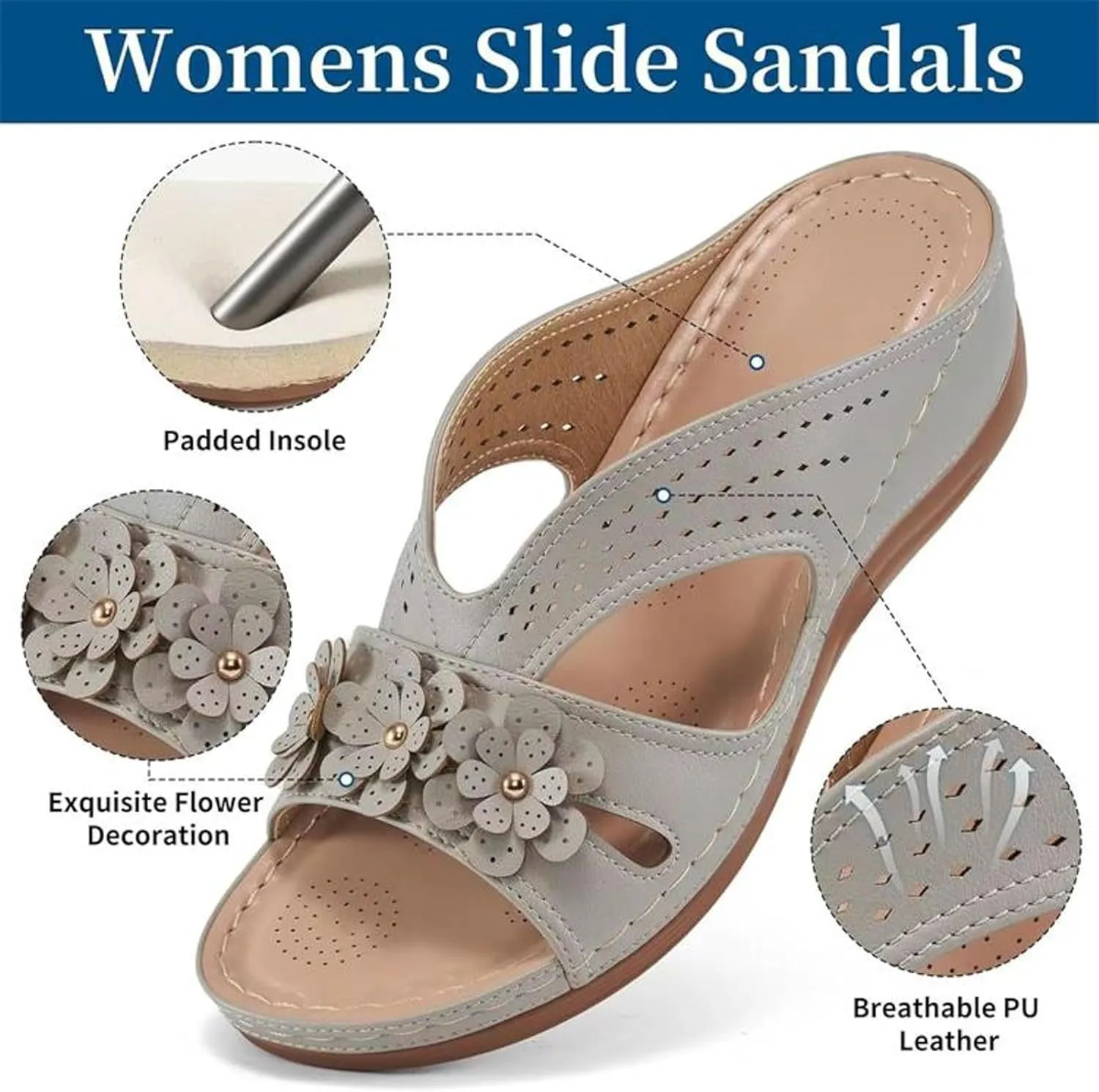 Bohemian Sandals for Women Wedge Shoes 2025 Arch Support Open Toe Fish Mouth Mesh Breathable Slides Lightweight Platform Shoe
