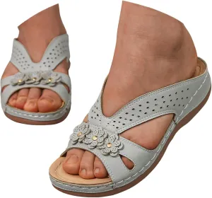 Bohemian Sandals for Women Wedge Shoes 2025 Arch Support Open Toe Fish Mouth Mesh Breathable Slides Lightweight Platform Shoe
