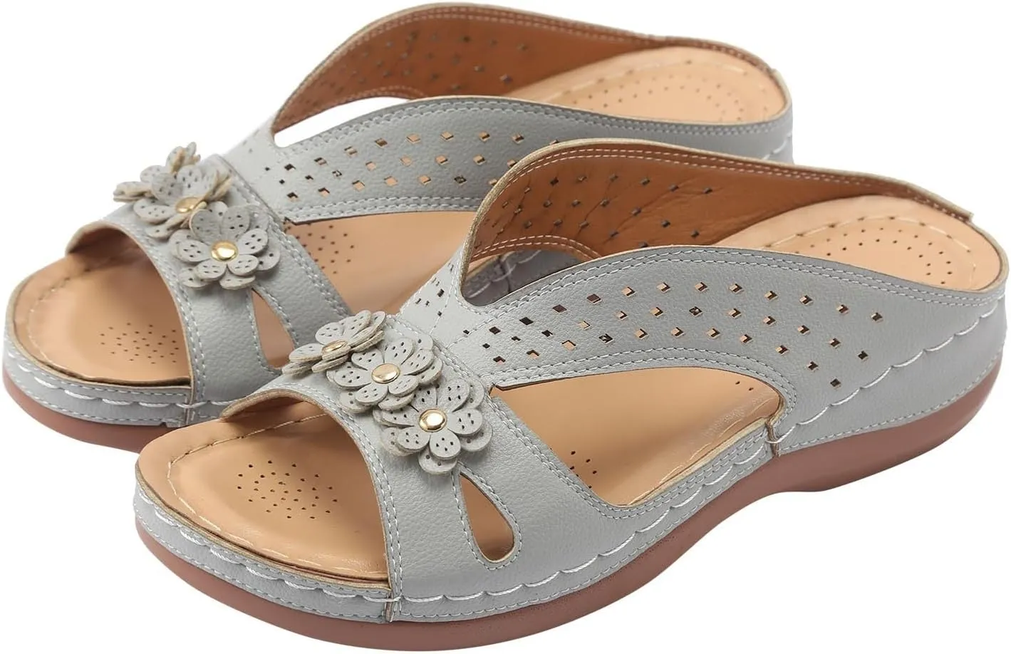 Bohemian Sandals for Women Wedge Shoes 2025 Arch Support Open Toe Fish Mouth Mesh Breathable Slides Lightweight Platform Shoe
