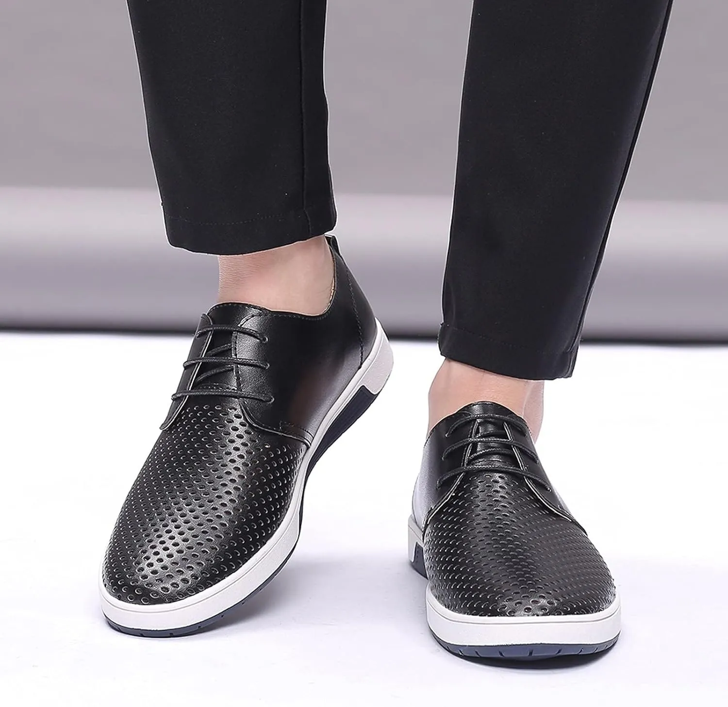 BORAMAX Men's Casual Non-Slip Oxford Shoes -Men's Flat Fashion Breathable Business Formal Dress Sneakers Dress Shoes for Men