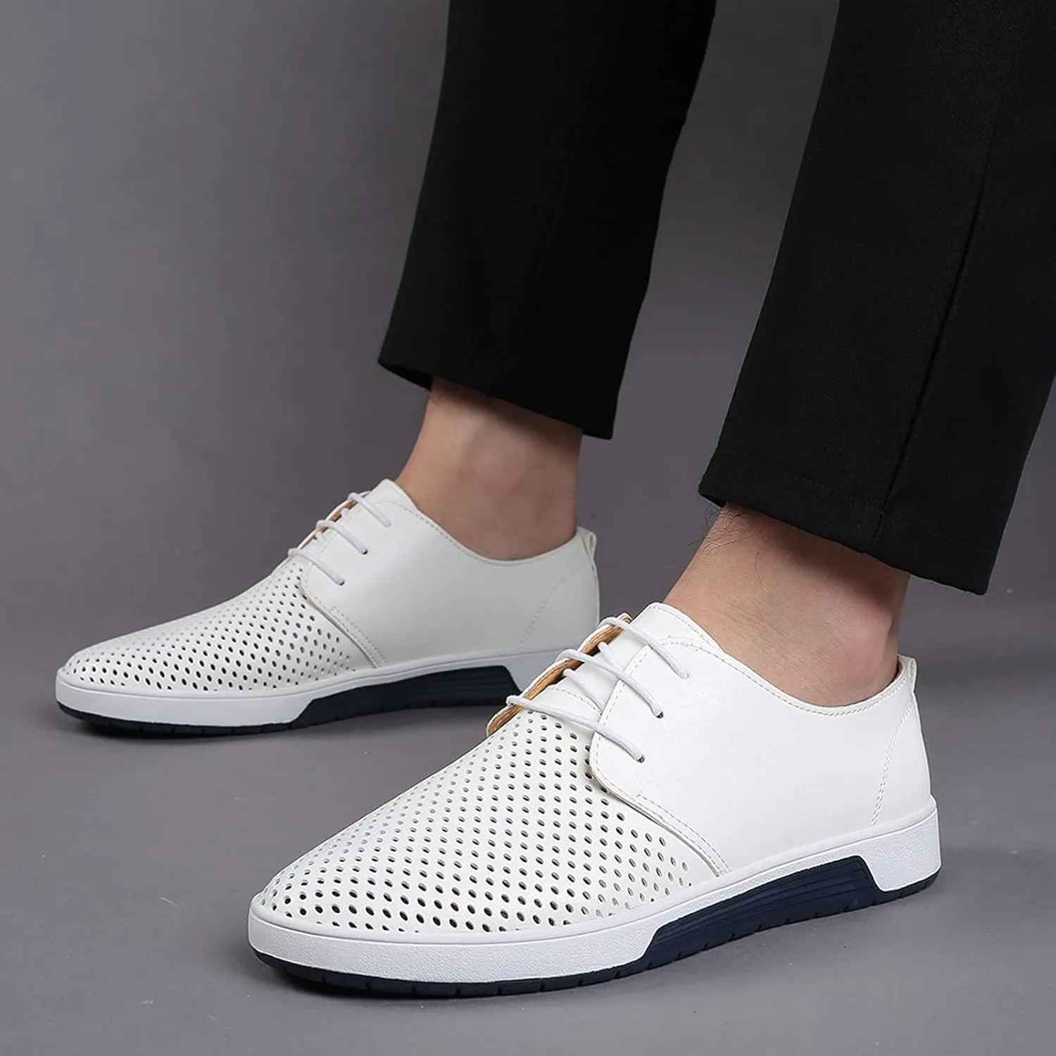 BORAMAX Men's Casual Non-Slip Oxford Shoes -Men's Flat Fashion Breathable Business Formal Dress Sneakers Dress Shoes for Men