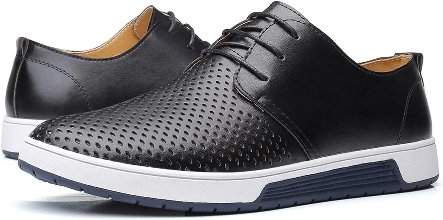 BORAMAX Men's Casual Non-Slip Oxford Shoes -Men's Flat Fashion Breathable Business Formal Dress Sneakers Dress Shoes for Men