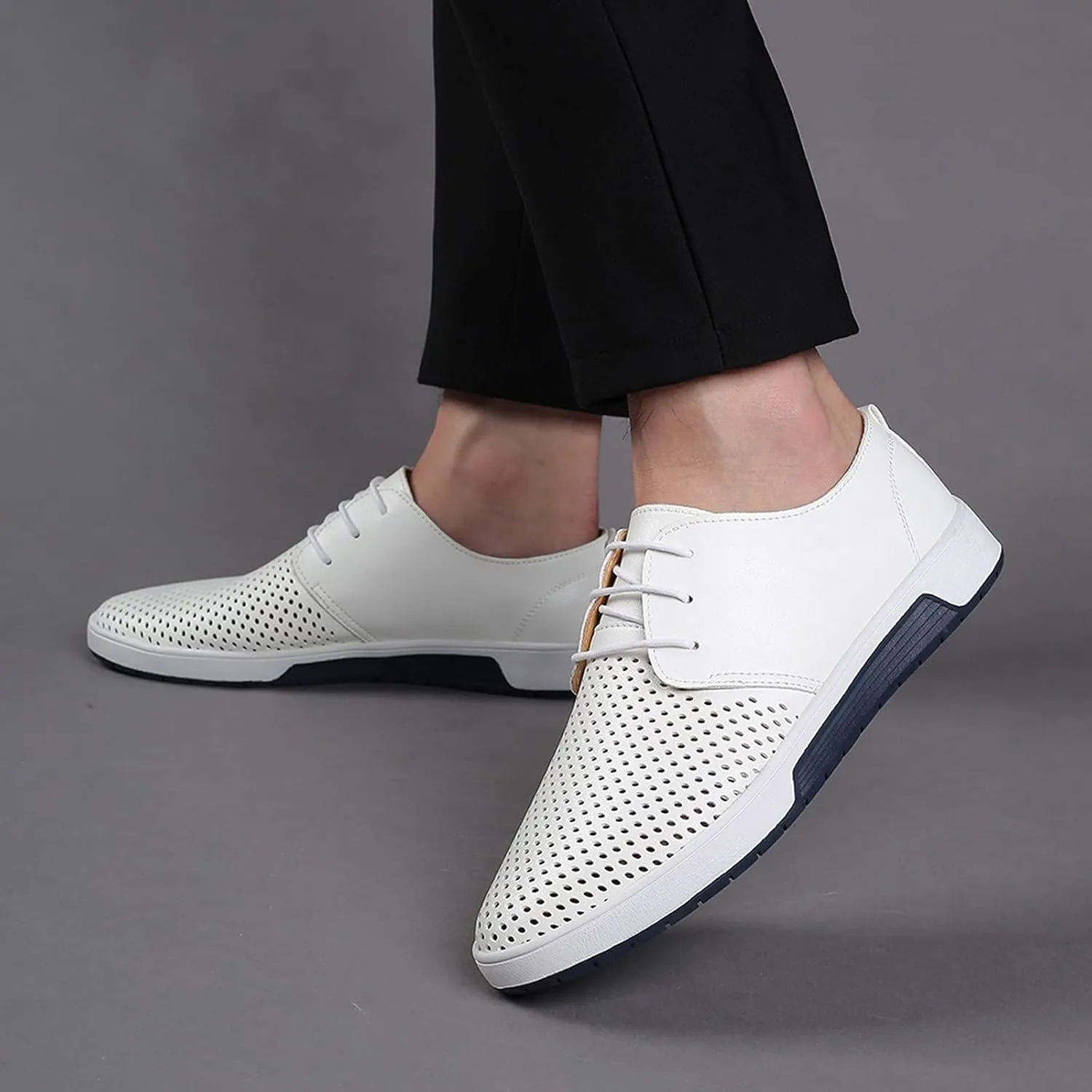 BORAMAX Men's Casual Non-Slip Oxford Shoes -Men's Flat Fashion Breathable Business Formal Dress Sneakers Dress Shoes for Men