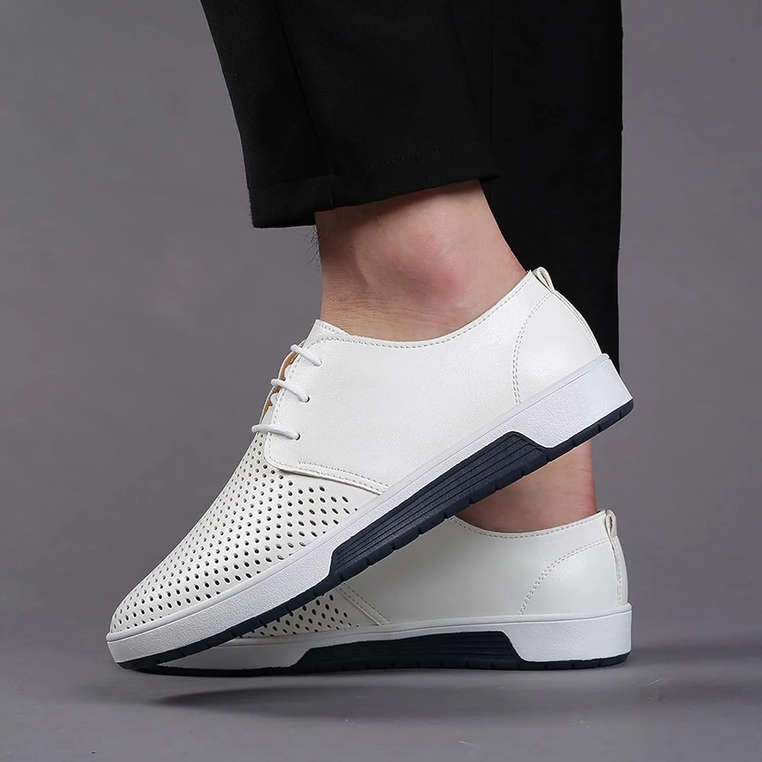 BORAMAX Men's Casual Non-Slip Oxford Shoes -Men's Flat Fashion Breathable Business Formal Dress Sneakers Dress Shoes for Men