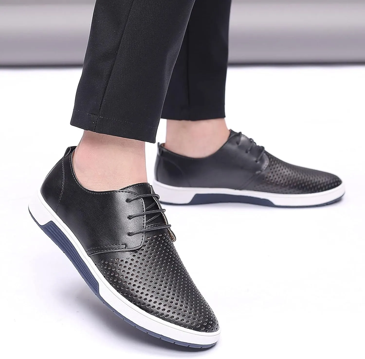 BORAMAX Men's Casual Non-Slip Oxford Shoes -Men's Flat Fashion Breathable Business Formal Dress Sneakers Dress Shoes for Men