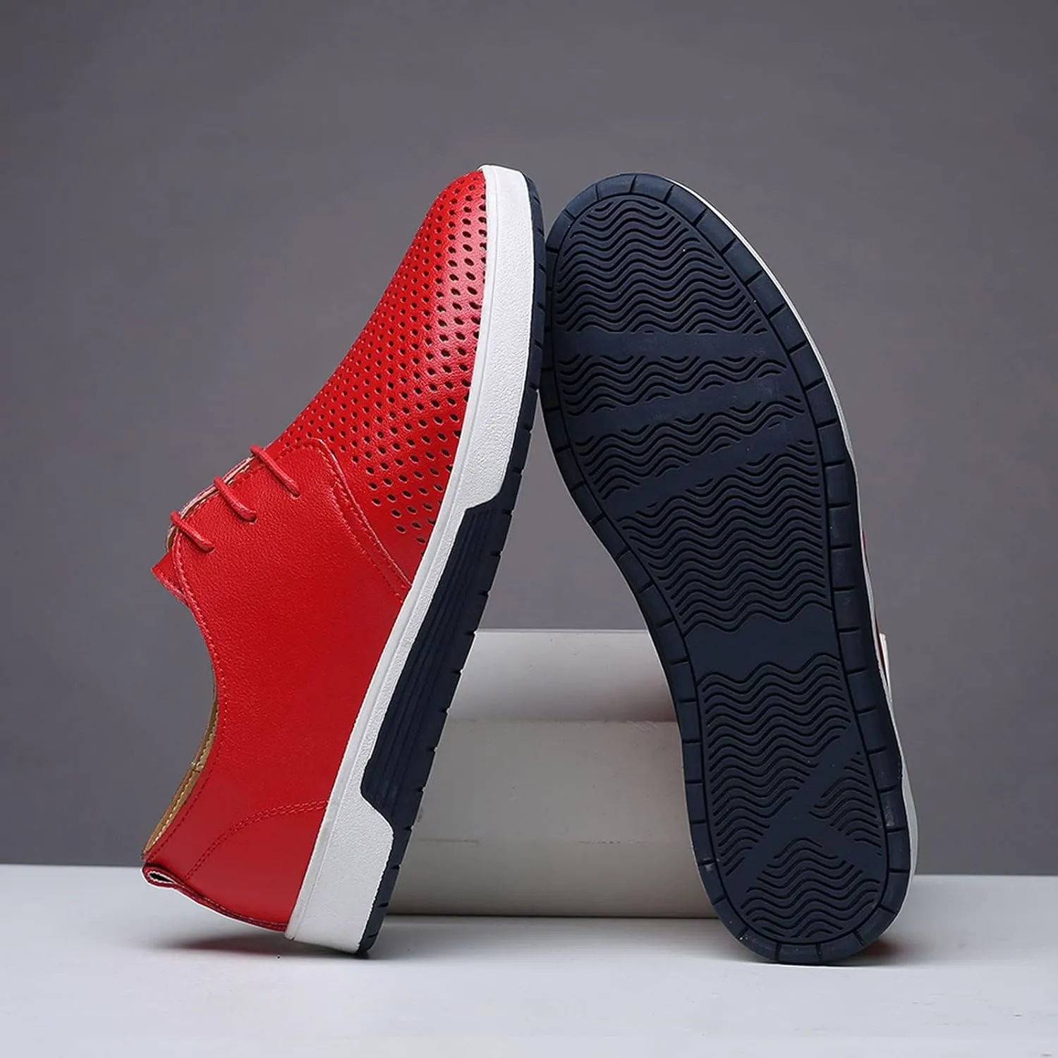BORAMAX Men's Casual Non-Slip Oxford Shoes -Men's Flat Fashion Breathable Business Formal Dress Sneakers Dress Shoes for Men