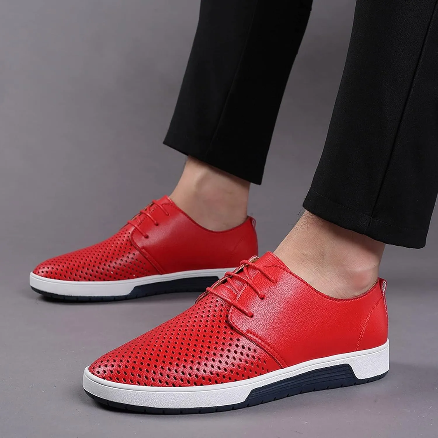 BORAMAX Men's Casual Non-Slip Oxford Shoes -Men's Flat Fashion Breathable Business Formal Dress Sneakers Dress Shoes for Men