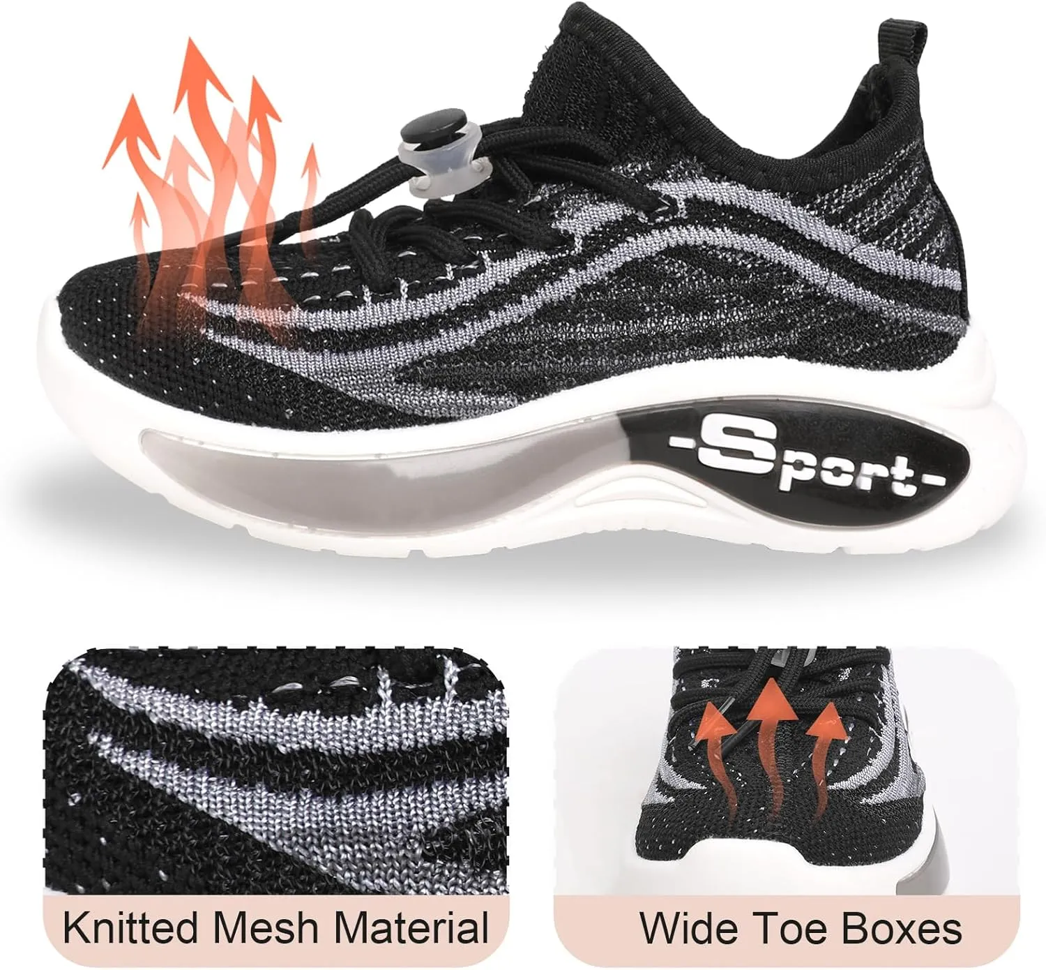 Boys Girls Sneakers Kids Lightweight Slip On Athletic Running Walking Sports Shoes Lace-up Breathable Tennis Shoes for Toddler/Little Kid/Big Kid