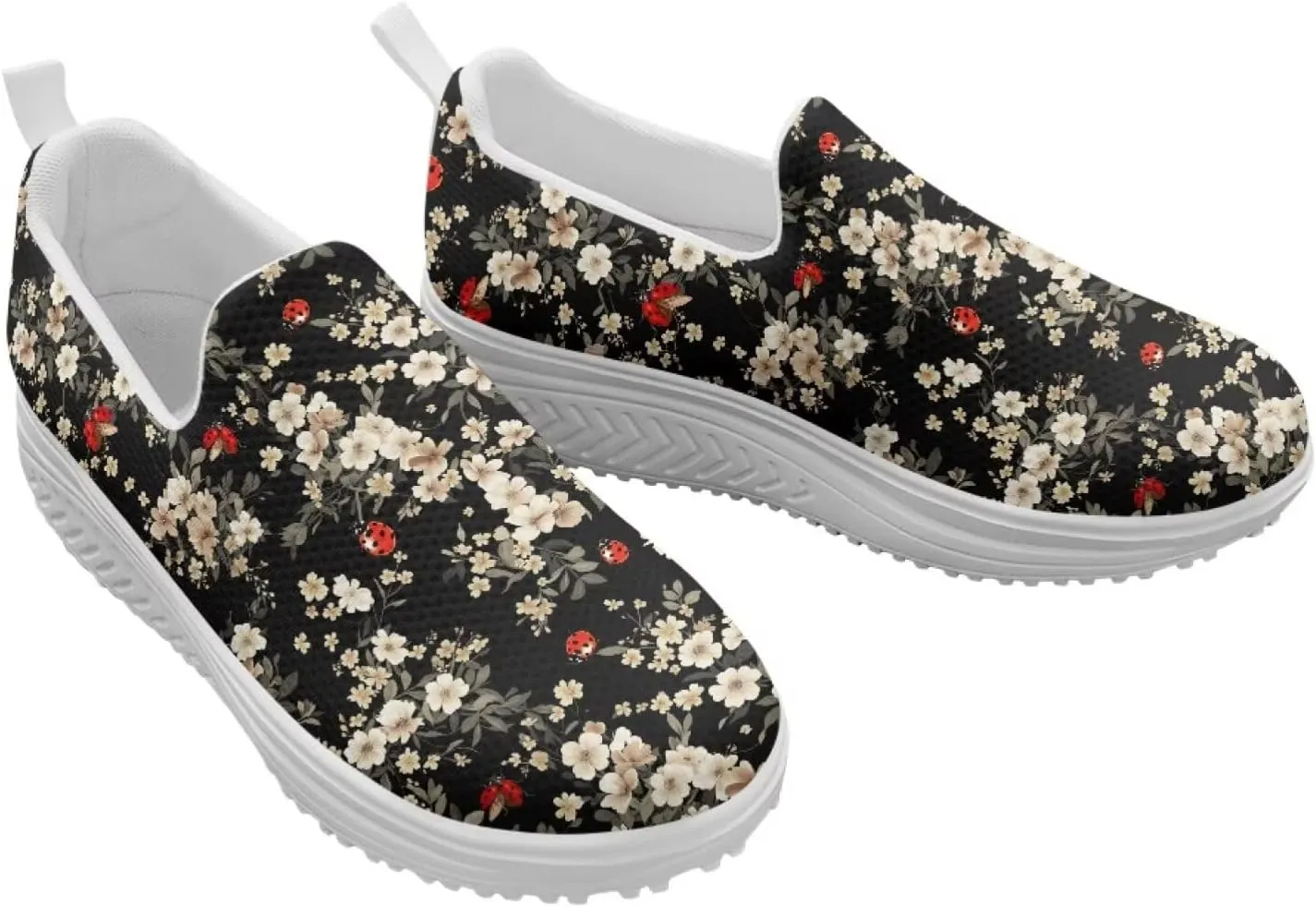 Butterfly Platform Sneakers for Women Arch Support Loafers for Work Memory Foam Athletic Shoes Walking Standing
