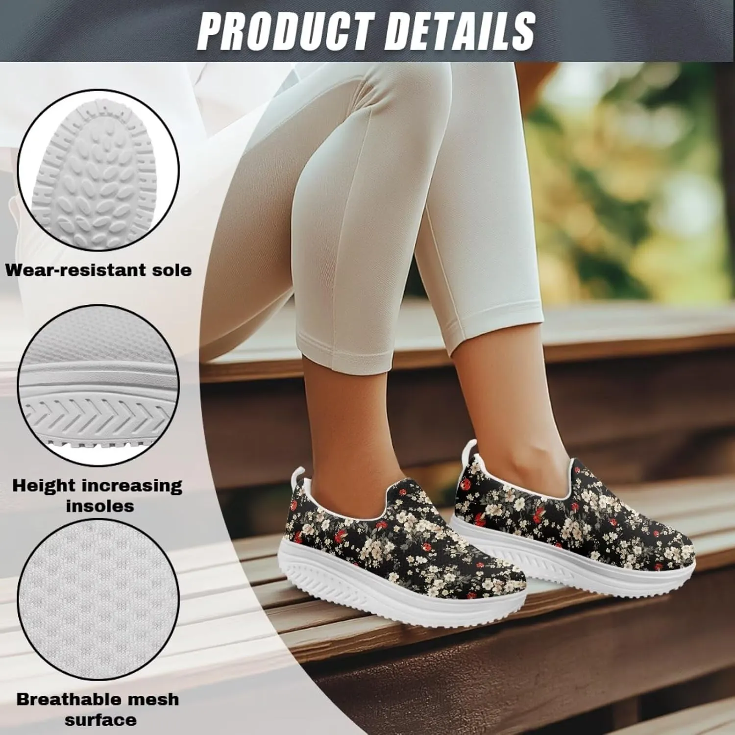 Butterfly Platform Sneakers for Women Arch Support Loafers for Work Memory Foam Athletic Shoes Walking Standing