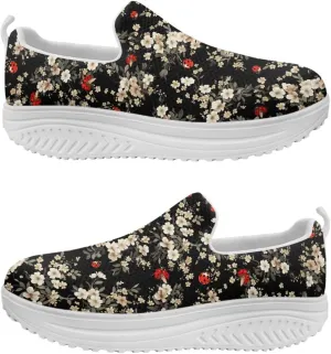 Butterfly Platform Sneakers for Women Arch Support Loafers for Work Memory Foam Athletic Shoes Walking Standing