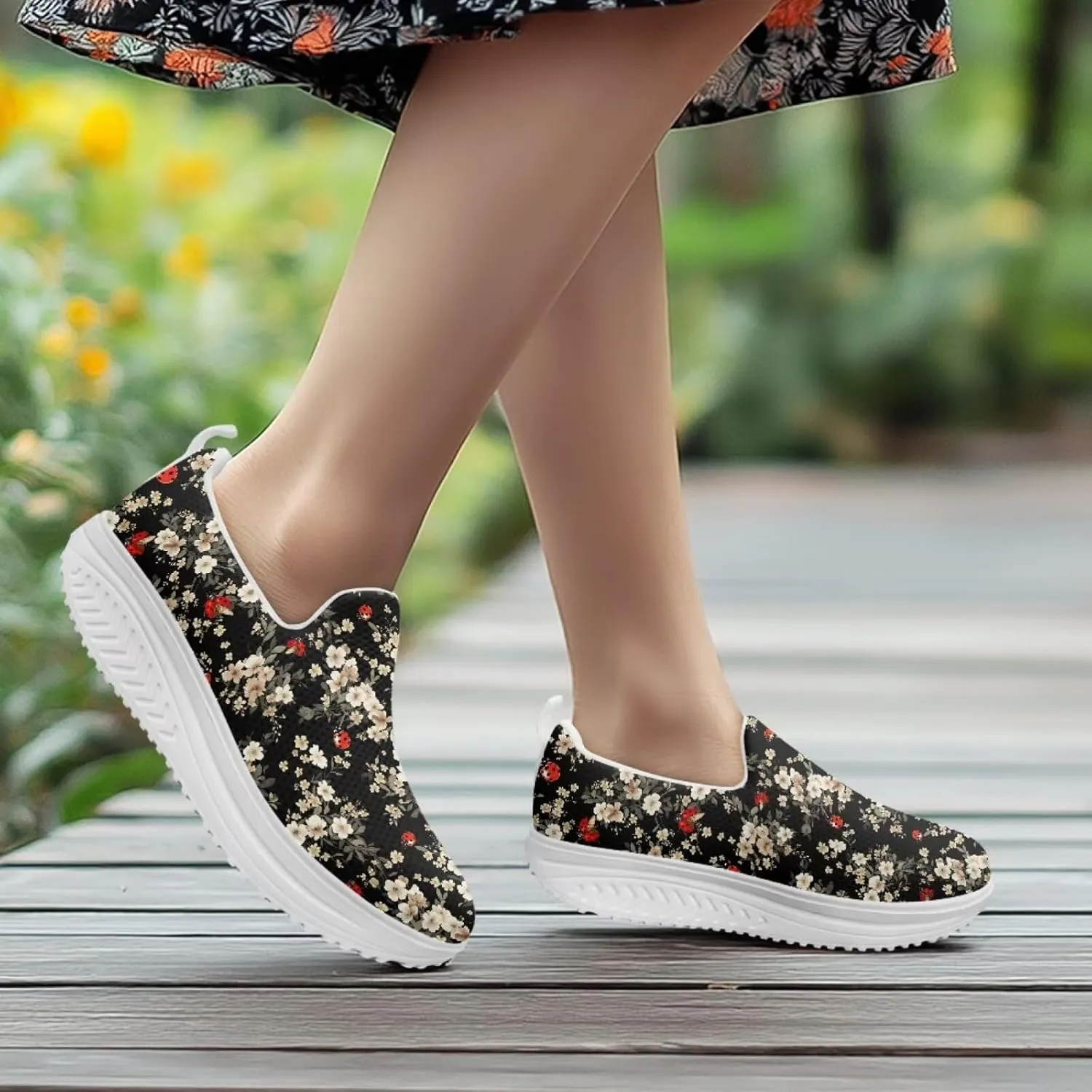 Butterfly Platform Sneakers for Women Arch Support Loafers for Work Memory Foam Athletic Shoes Walking Standing
