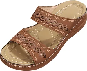 Cathalem Womens Orthopedic Sandals, Summer Comfortable Walking Sandals with Arch Support Platform Wedge Slides Shoes