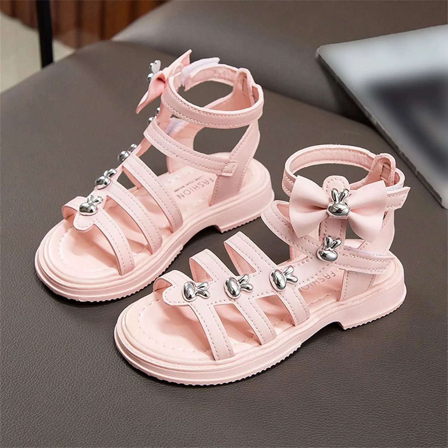 Children Shoes High Top Flat Sandals Roman Low Heel Dress Pump Ankle Strap Sandals Big Children Summer Sandals Girls Slides