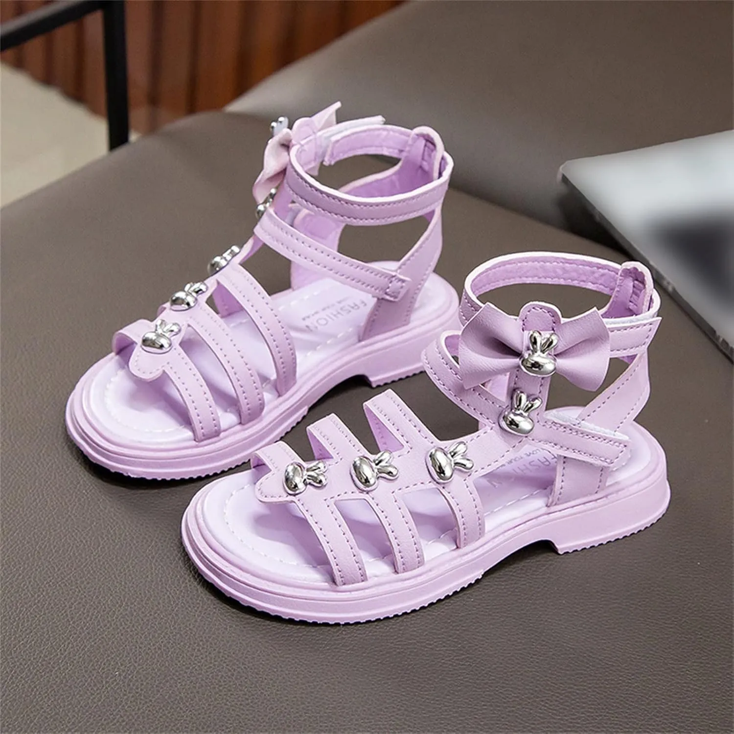 Children Shoes High Top Flat Sandals Roman Low Heel Dress Pump Ankle Strap Sandals Big Children Summer Sandals Girls Slides