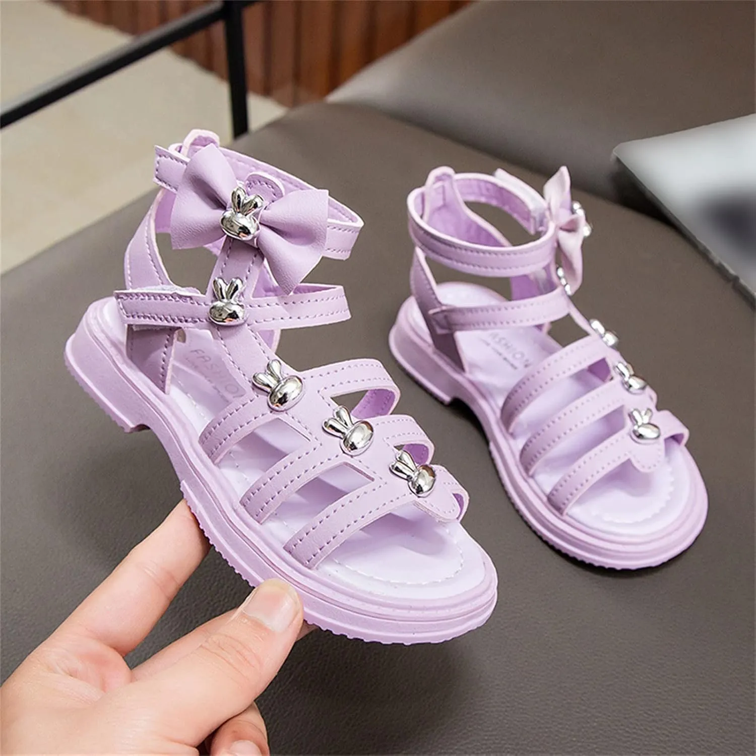 Children Shoes High Top Flat Sandals Roman Low Heel Dress Pump Ankle Strap Sandals Big Children Summer Sandals Girls Slides