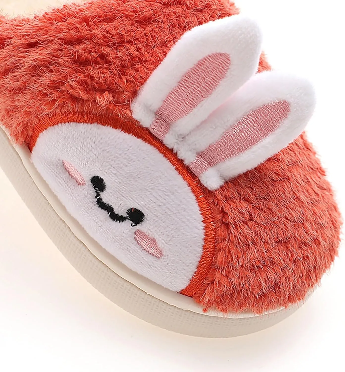 Cute Bunny Fuzzy Slipper For Girls Baby Kids Toddler House Indoor Flat Shoes artoon Animal Warm Cozy Casual Shoes