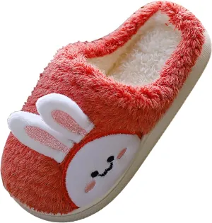Cute Bunny Fuzzy Slipper For Girls Baby Kids Toddler House Indoor Flat Shoes artoon Animal Warm Cozy Casual Shoes