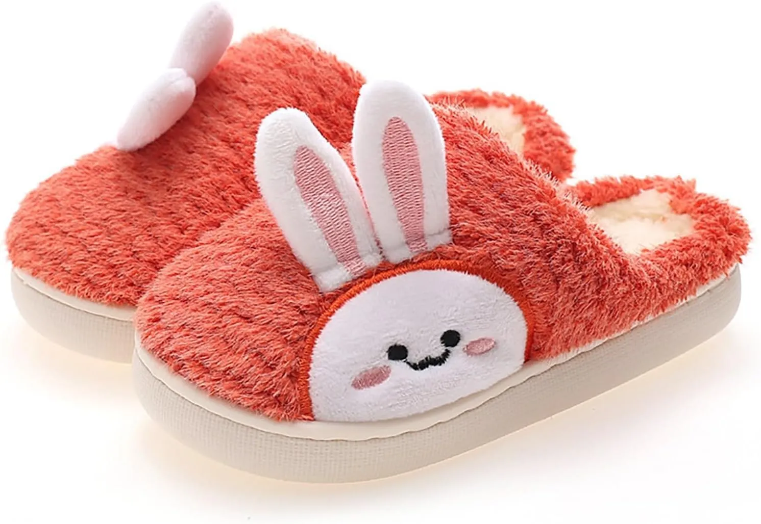 Cute Bunny Fuzzy Slipper For Girls Baby Kids Toddler House Indoor Flat Shoes artoon Animal Warm Cozy Casual Shoes