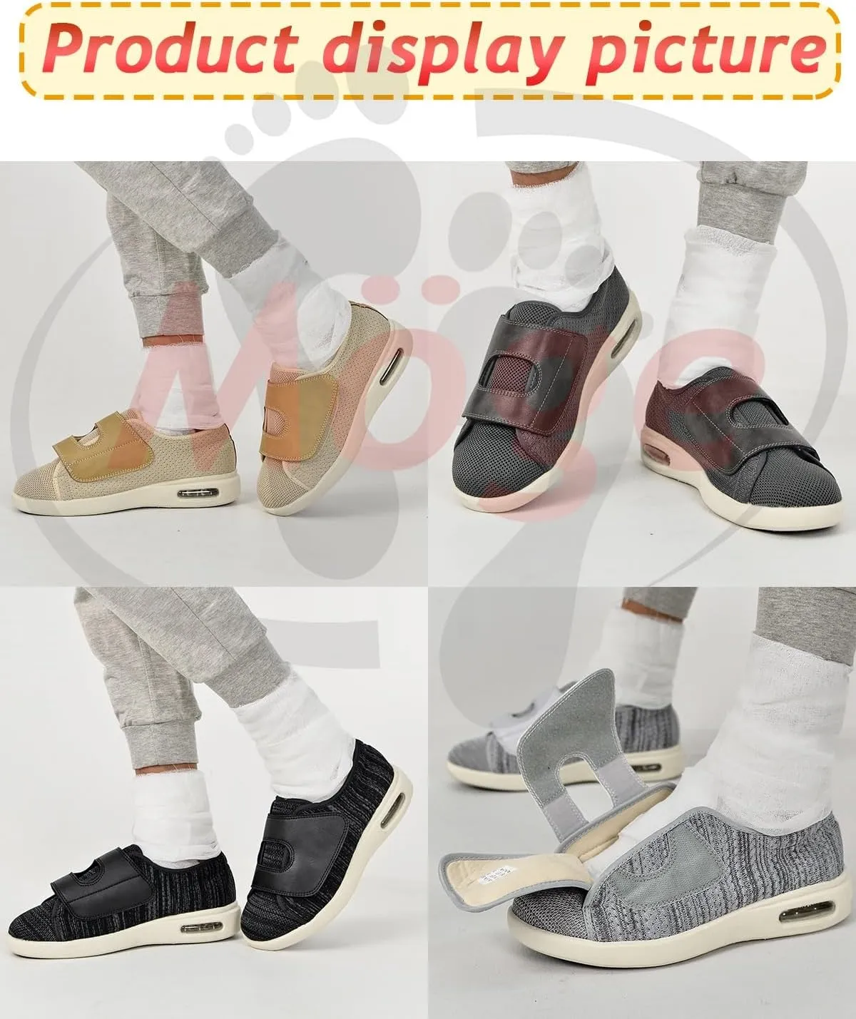Diabetic Shoes for Men, Men's Wide Width for Adjustable Closure Breathable Lightweight Non Slip Air Cushion Mens fit Slippers