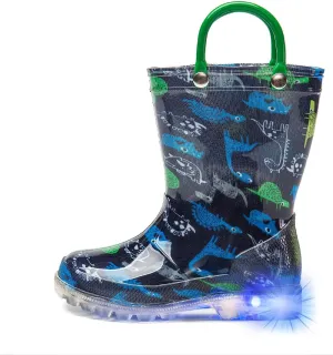 DKSUKO Toddler Rain Boots Glitter Waterprof Rubber Boots with Easy-on Handles