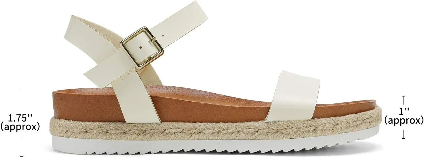 DREAM PAIRS Womens Open Toe Ankle Strap Espadrille Casual Flatform Platform Wedge Sandals