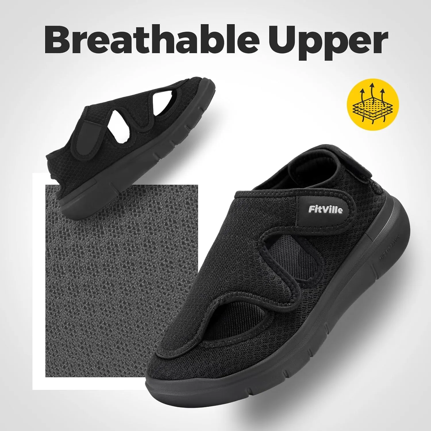 FitVille Diabetic Sandals for Women,Wide Width Diabetic Shoes with Arch Support,Fully Adjustable Straps Sandals for Women