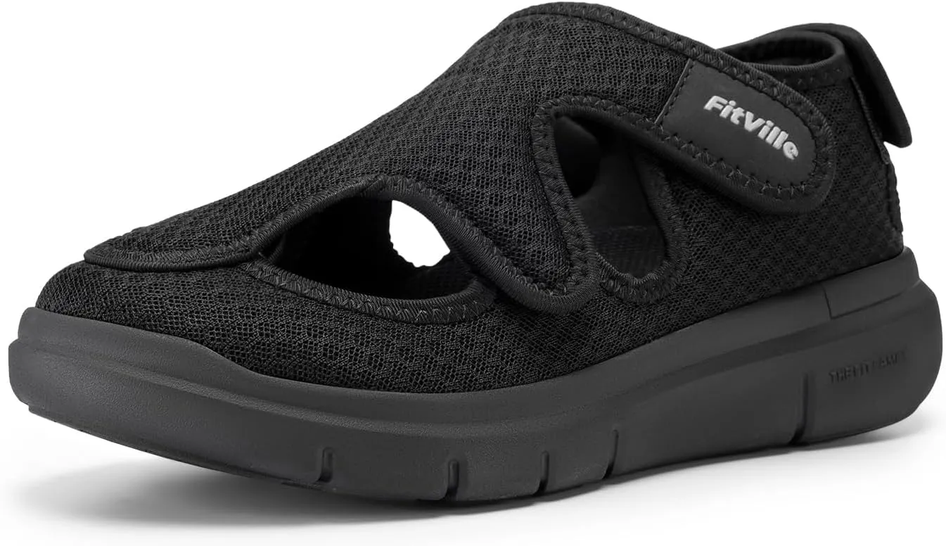 FitVille Diabetic Sandals for Women,Wide Width Diabetic Shoes with Arch Support,Fully Adjustable Straps Sandals for Women