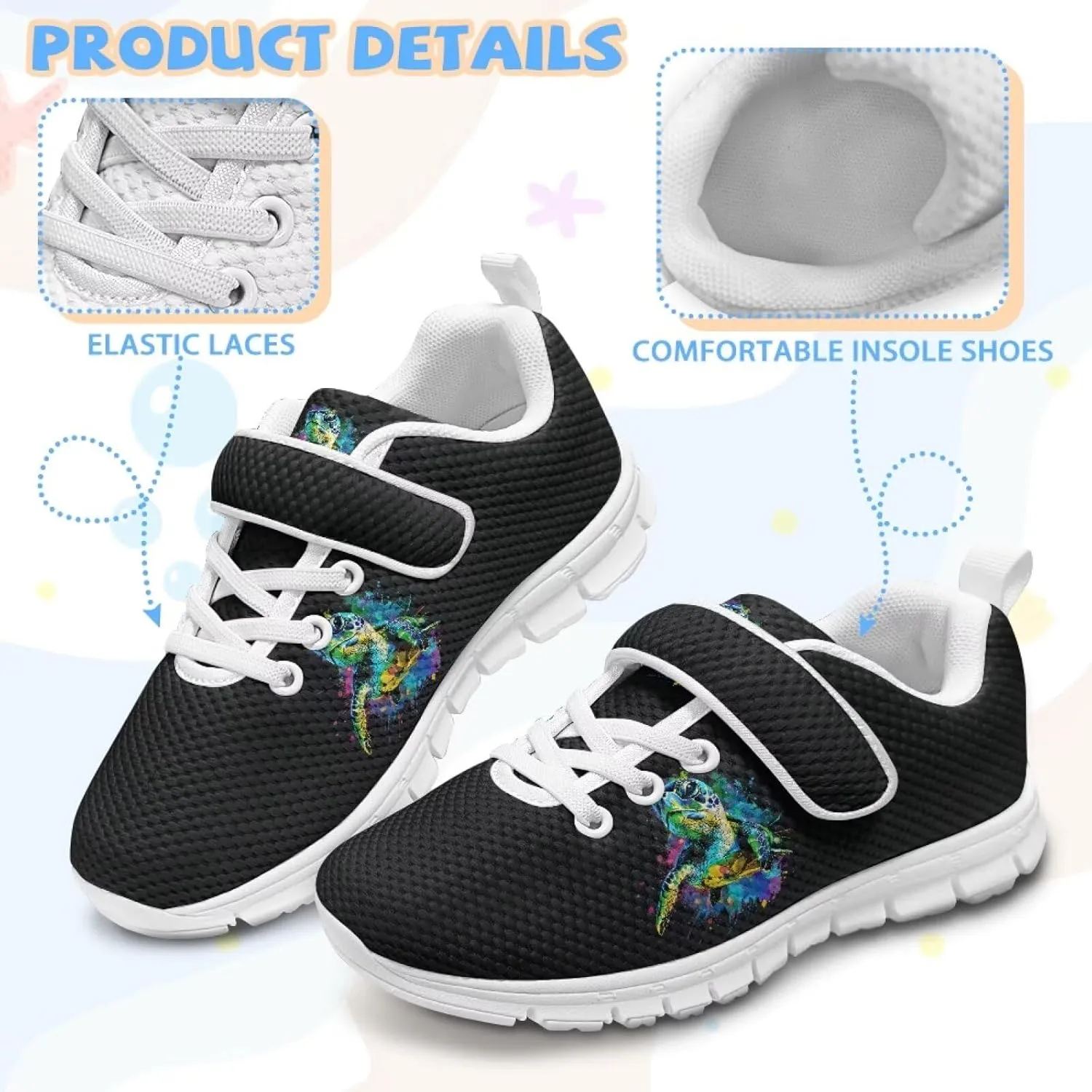 Girl Sneakers Size 11-15 Lightweight Girls Running Shoes Lace-Up Design