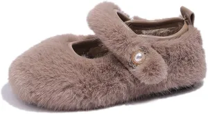 Girls Cozy Flats Lightweight Plush Linned Non-Slip Indoor Outdoor Home Shoes for Toddler/Little Kid