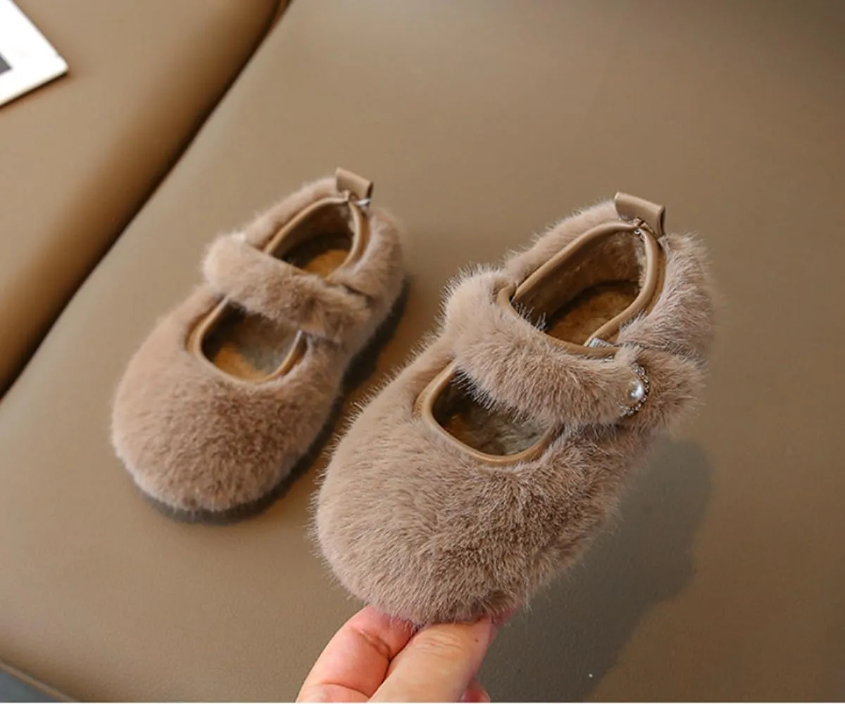 Girls Cozy Flats Lightweight Plush Linned Non-Slip Indoor Outdoor Home Shoes for Toddler/Little Kid
