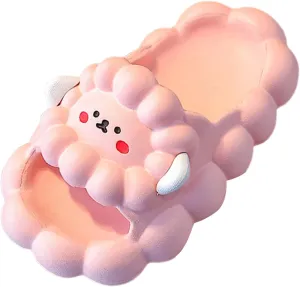 Girls Cute Slide Sandals Kawaii Slippers Non-Slip Bathroom Spa Shower Sandals Comfort Puppy Slippers for Toddler