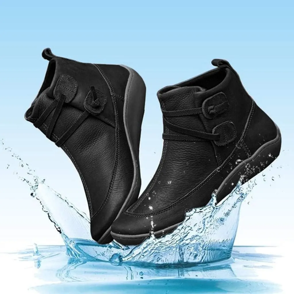 Hbeylia Women's Fashion Sneaker Booties Casual Leather Lace Up Ankle Boots Walking Shoes Vintage Retro Round Toe Side Zip Flat Short Boots For Women Men Ladies