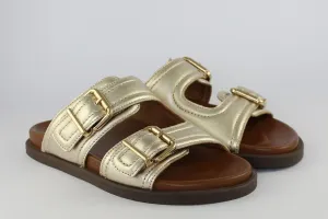 'Jene' Slip-on Sandals in Gold