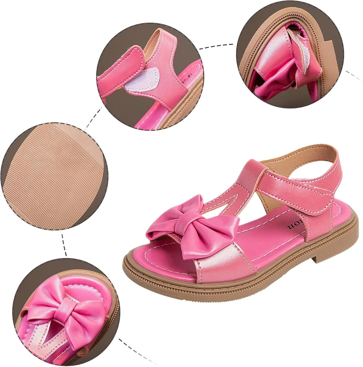 Kids Girls Summer Low Heel Sandals Open Toe Ankle Strap Dress Shoes Wedding Party For Toddler Kids Bowknot Princess Baby Sandals