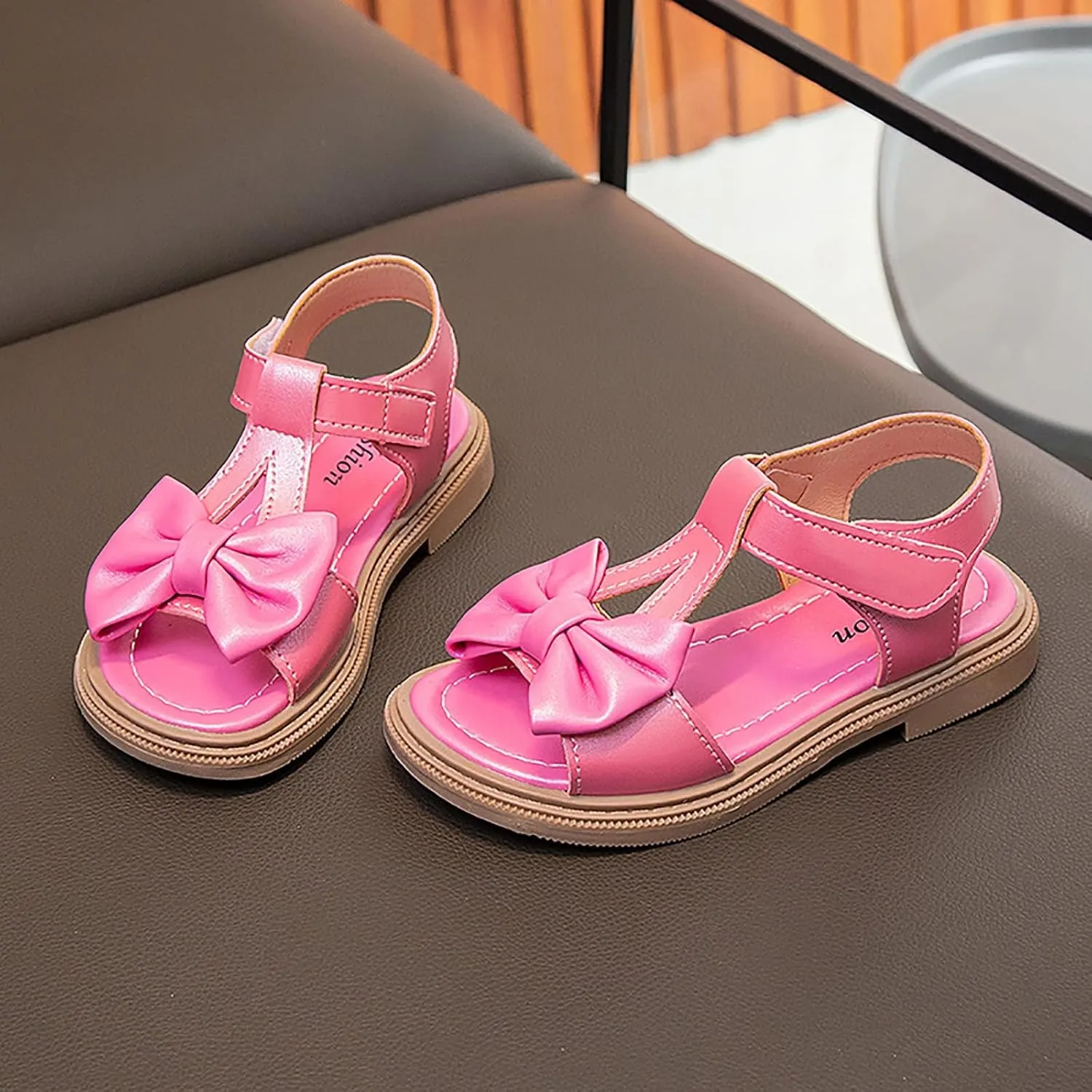 Kids Girls Summer Low Heel Sandals Open Toe Ankle Strap Dress Shoes Wedding Party For Toddler Kids Bowknot Princess Baby Sandals