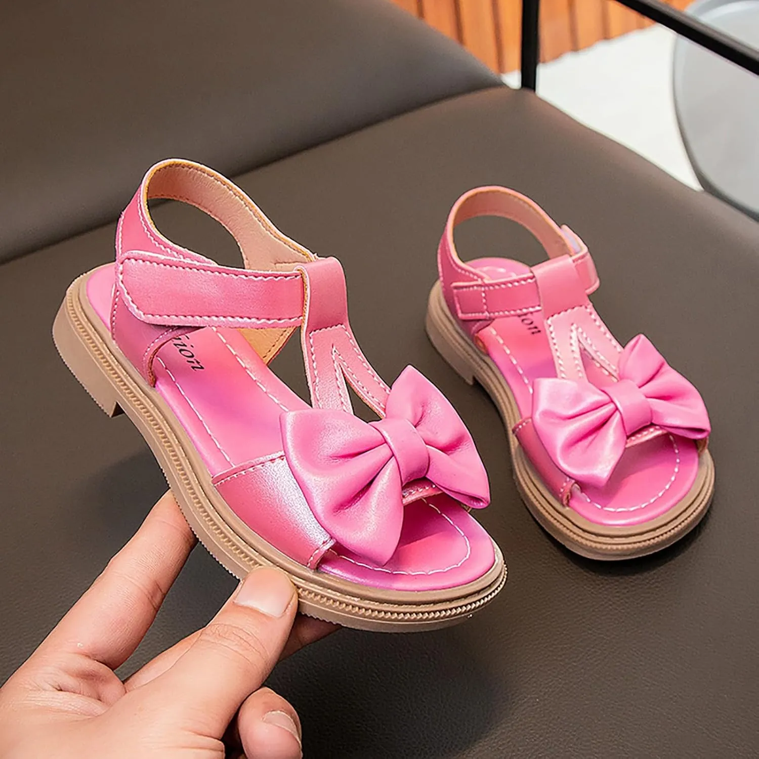 Kids Girls Summer Low Heel Sandals Open Toe Ankle Strap Dress Shoes Wedding Party For Toddler Kids Bowknot Princess Baby Sandals